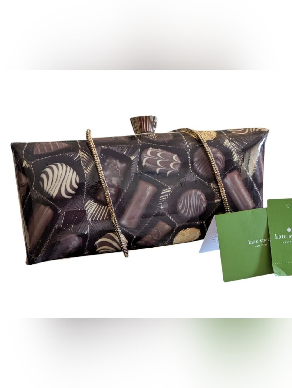 New Kate Spade Hazel Collection Cha Cha Chocolate Candy Purse Clutch 'RARE'